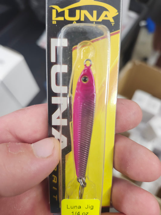 White River Tackle Luna Jigging Spoon 1/4oz Glow Pink Shad
