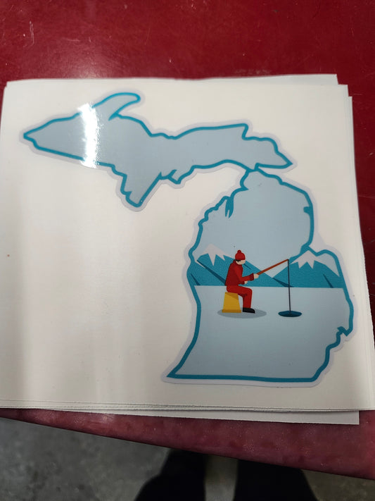 Ice Fishing Michigan Sticker
