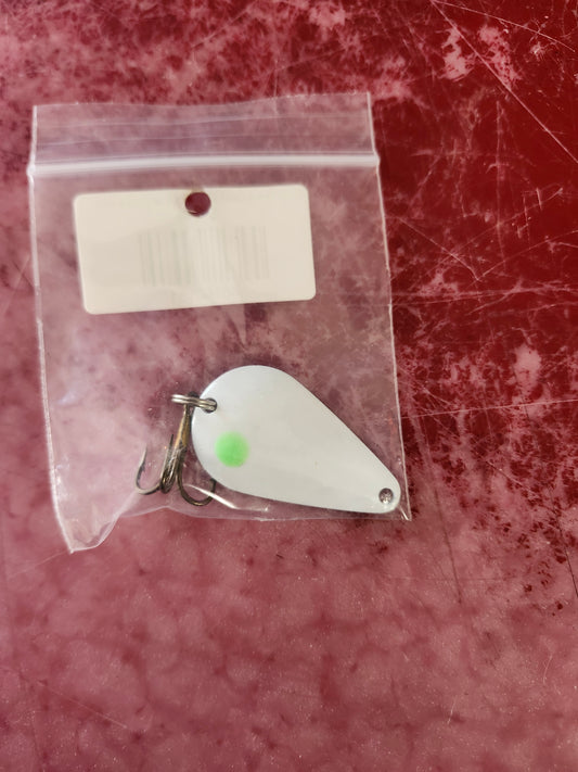 Dons Tackle Casting Spoon 1/2 oz Double White Green Dot