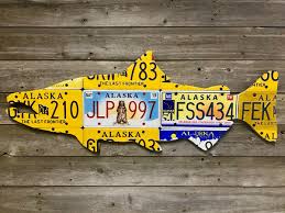 Wood Fish Made With Licenses Plates