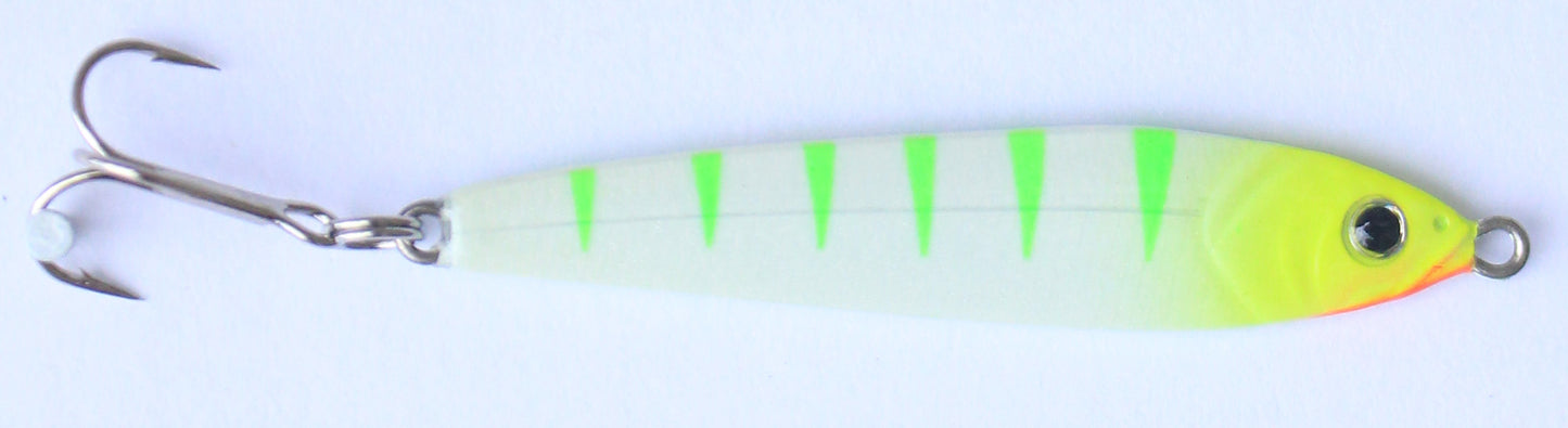 White River Tackle Luna Jigging Spoon 1 1/2oz Glow Ghost