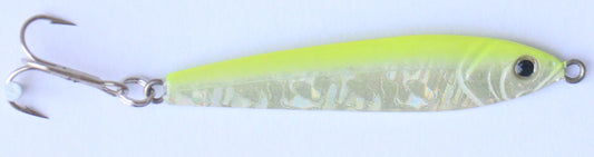 White River Tackle Luna Jigging Spoon 2 1/2oz Glow Silver