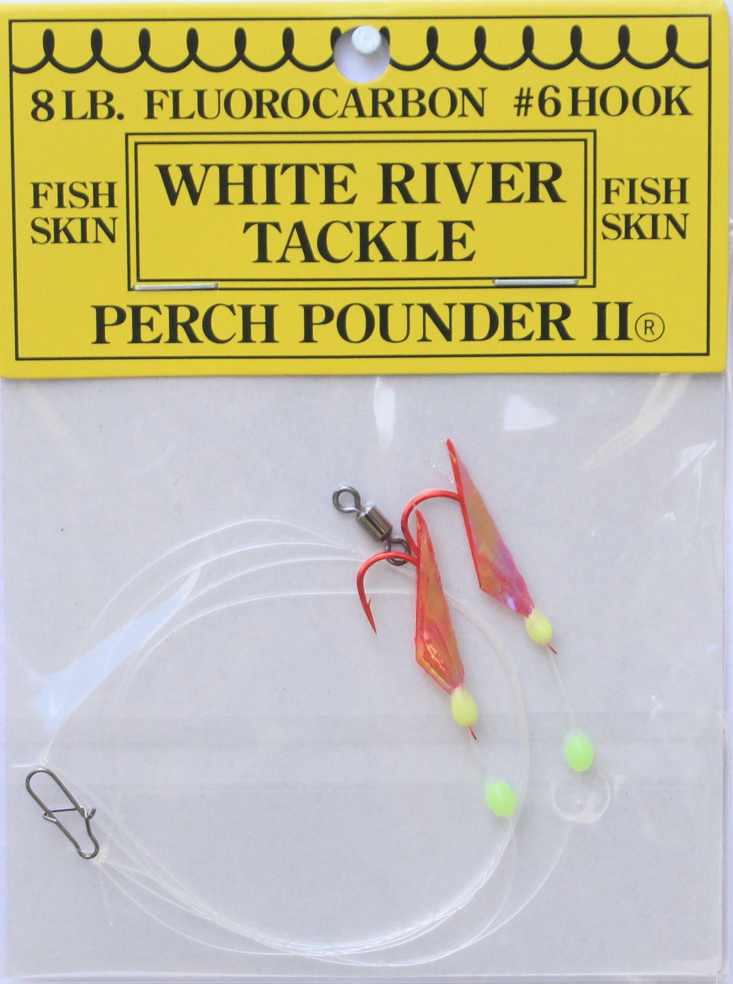 White River Tackle -  Perch Pounder II Chart & Red Size 6 Hook