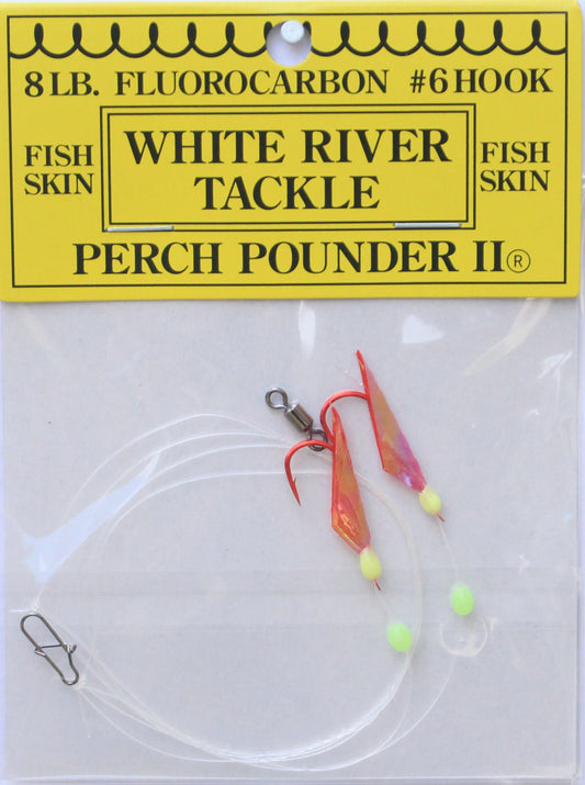 White River Tackle -  Perch Pounder II Chart & Red Size 6 Hook