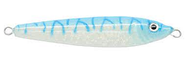P-Line Laser Minnow Lure Spoon 1 oz - Glow Blue Tiger