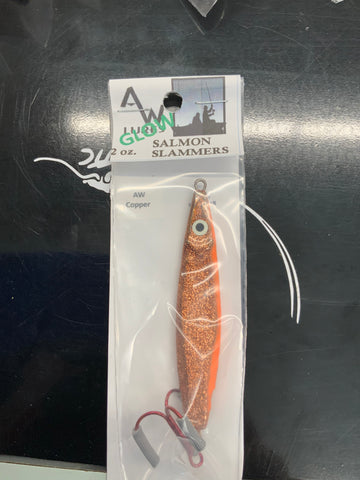 AW Lures Salmon Slammer Jigs 2 oz Copper – Tangled Tackle Co