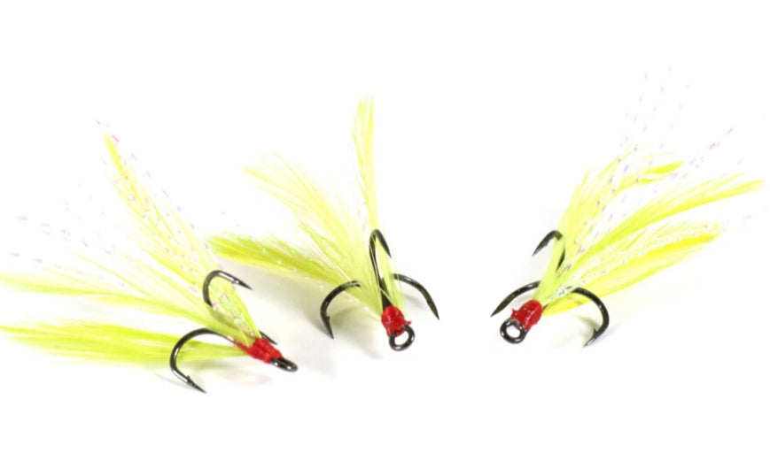Clam Feathered Gaff Treble Hooks - SZ10 CHART