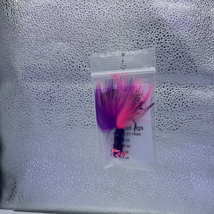 Salmon Marabou Jigs Pink/Purple  Purple Body Pink Head