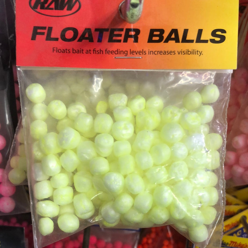 Raw white glow floater balls