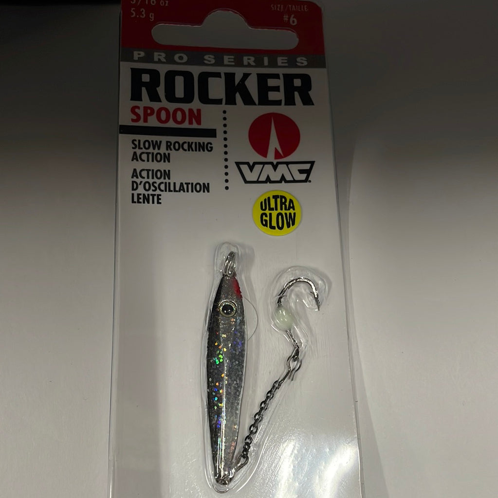 VMC Rocker Spoon 3/16 Glow Blue Shiner – Tangled Tackle Co