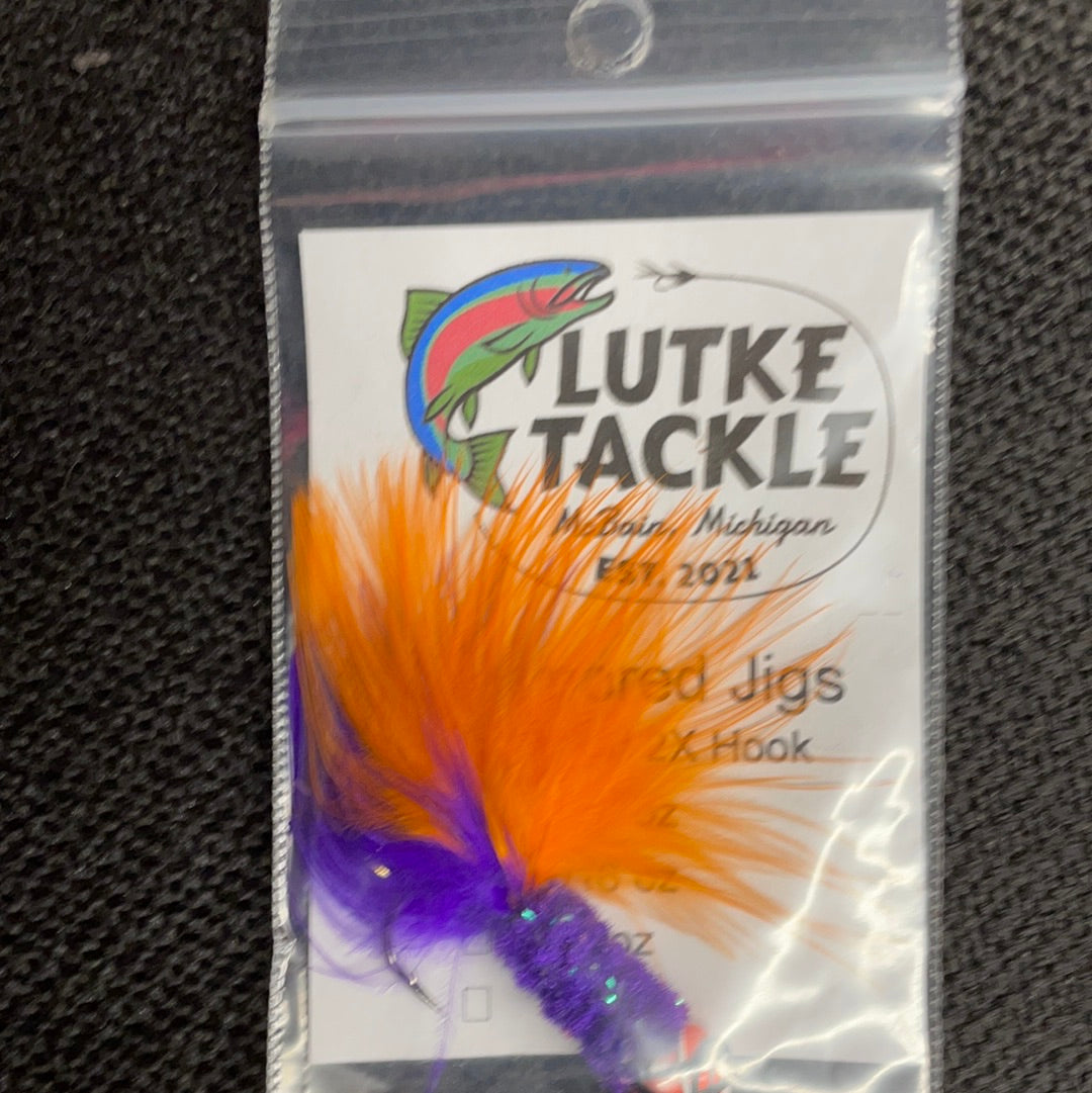 Lutke Tackle The Tiger Armored Marabou Jig 1/16 oz