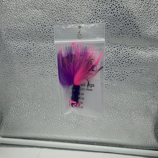 Salmon Marabou Jigs Pink/Purple  Purple Body Pink Head
