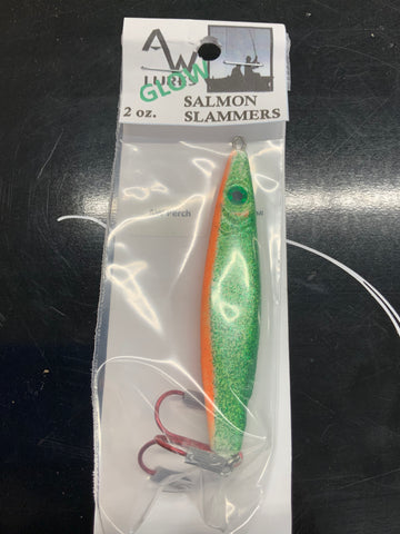 AW Lures Salmon Slammer Jigs 2 oz Glow Perch 121213 – Tangled