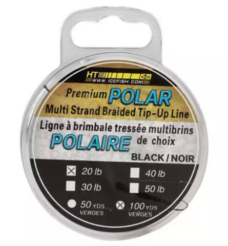 HT Enterprises Polar Ice Braided Tip Up Line 40LB 100YDS