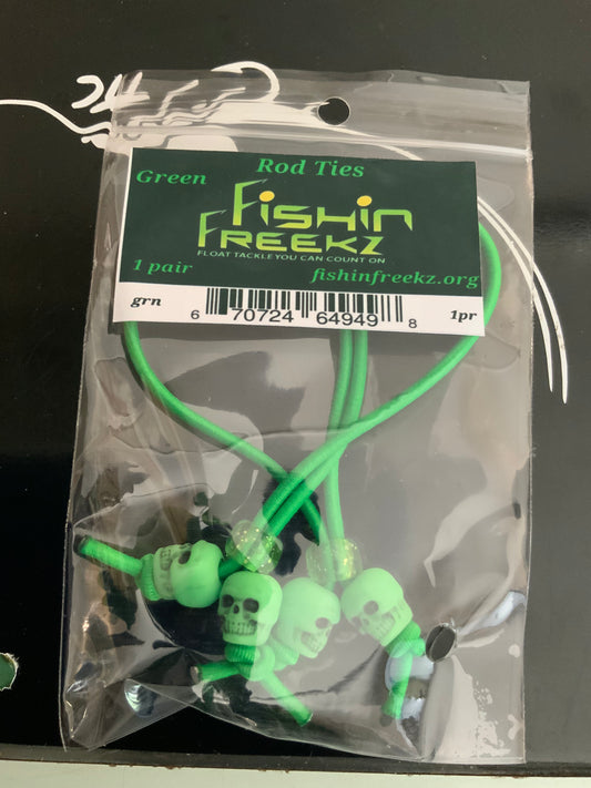 Fishin Freekz Rod Ties Green Skulls Green Cord