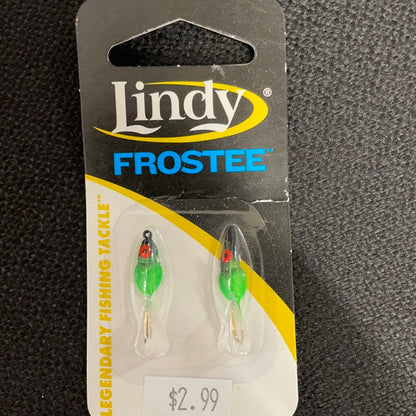 LINDY FROSTEE LFJ636 #2 HK BLACK/CHRT GREEN 2 JIGS