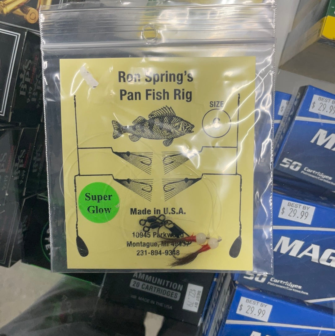 Ron Springs Pan Fish Rig Glow head with Brown tail