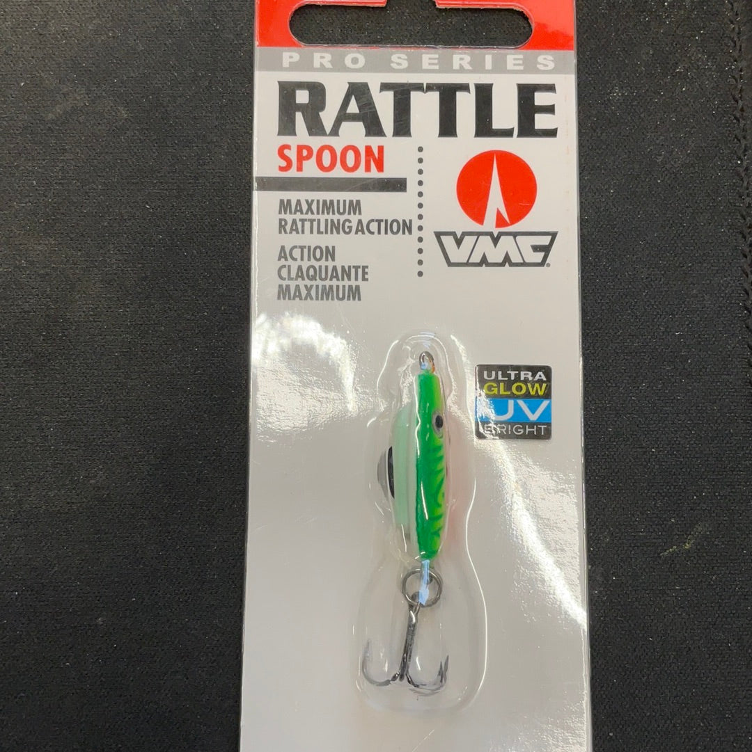 Rattle Spoons Rattle Spoon 1/16oz Glow Green Fire UV – Tangled Tackle Co.