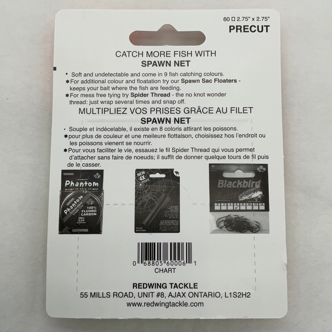 Red Wing Tackle Precut Spawn Netting Chartreuse 3x3 60CT