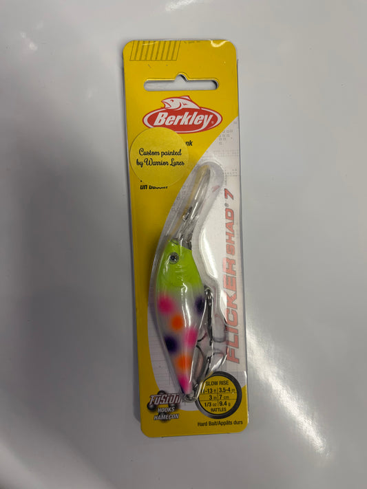 Berkley Flicker Shad 1/3 OZ Sz7 Warrior Lures Custom Painted - Crazy Wonderbread