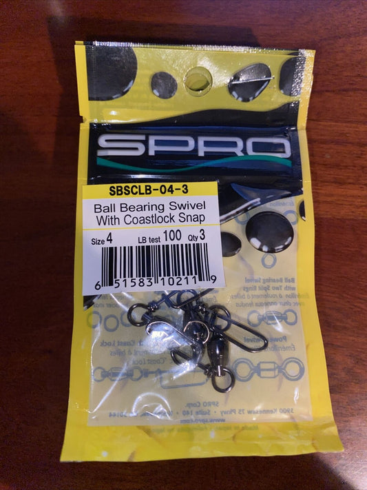 Spro Power Swivel Coastlock Snap Size 4x3 100lb qty3