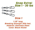 Torpedo Fishing Products Snap Swivels Size 1 75# 20 Pack S0011